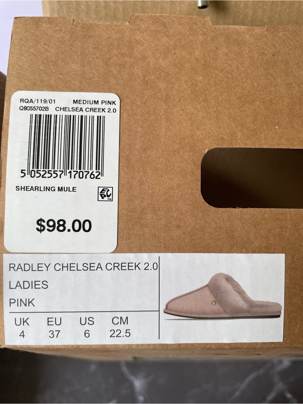 Radley London Chelsea Creek 2.0 Shearling Mule Women’s Slipper Size 6 in Pink - Picture 9 of 11